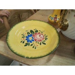 ASSIETTE DECORATIVE JAUNE DECOR FLEURS