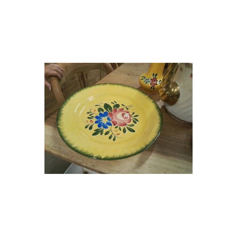 ASSIETTE DECORATIVE JAUNE DECOR FLEURS