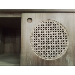 DN214-ENFILADE TECK ROTIN 2 PORTES 4 TIROIRS 145/45/HT 60 CM