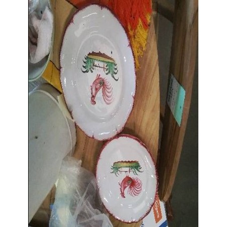 LOT 2 ASSIETTES ANCIENNES FAIENCE COQ