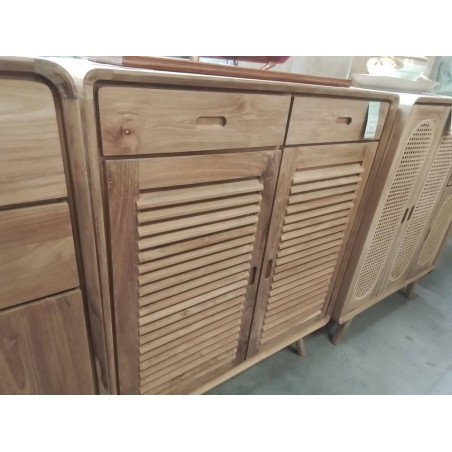 DN12-MEUBLE TECK  2 PORTES 2 TIROIRS 100/40/HT 120 CM