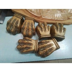 LOT 6 PATTES DE LION EN CUIVRE PIEDS DE MEUBLE
