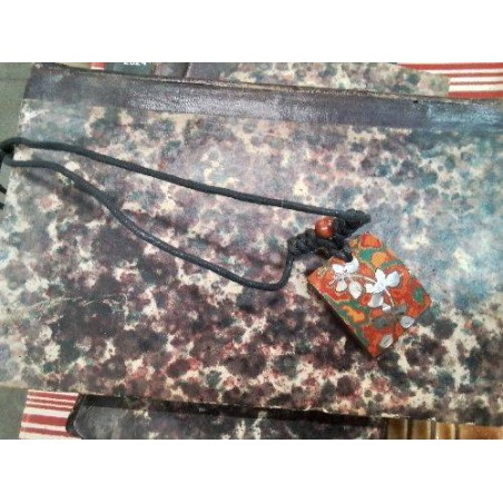 PENDENTIF  ÉMAILLÉ ORANGE VINTAGE NACRE