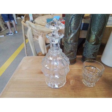 CARAFE ANCIENNE VERRE A FACETTES
