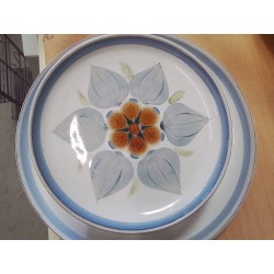 SERVICE ANGLAIS PLAT + ASSIETTES FLEURS EMAILLEES