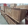 DN206-BUFFET TECK RETRO ROTIN 2 PORTES 3 TIROIRS 150/45/65 CM