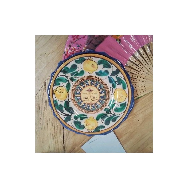 ASSIETTE. ANCIENNE DECORATIVE FAIENCE TPM SOLEIL CITRONS