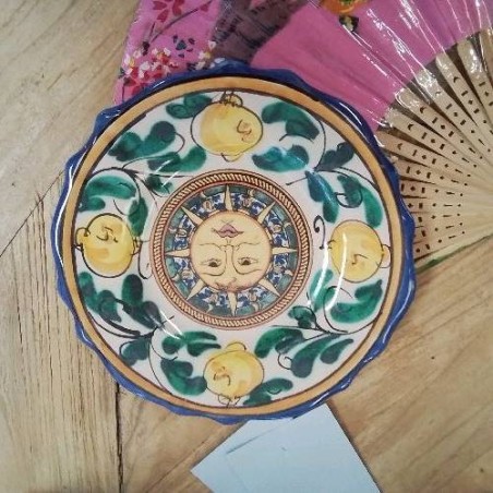 ASSIETTE. ANCIENNE DECORATIVE FAIENCE TPM SOLEIL CITRONS