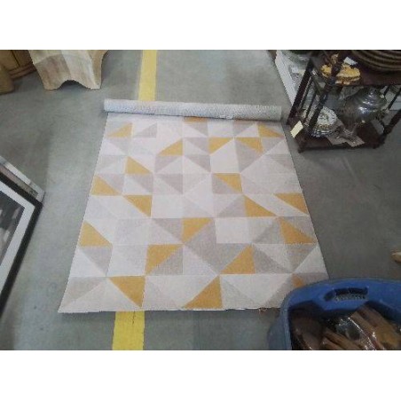 TAPIS PM MOTIFS CARRÉ JAUNES GRIS