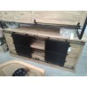 12/ME602-BUFFET TECK 2*3 TIROIRS PORTES METAL 200*50*HT 90 CM