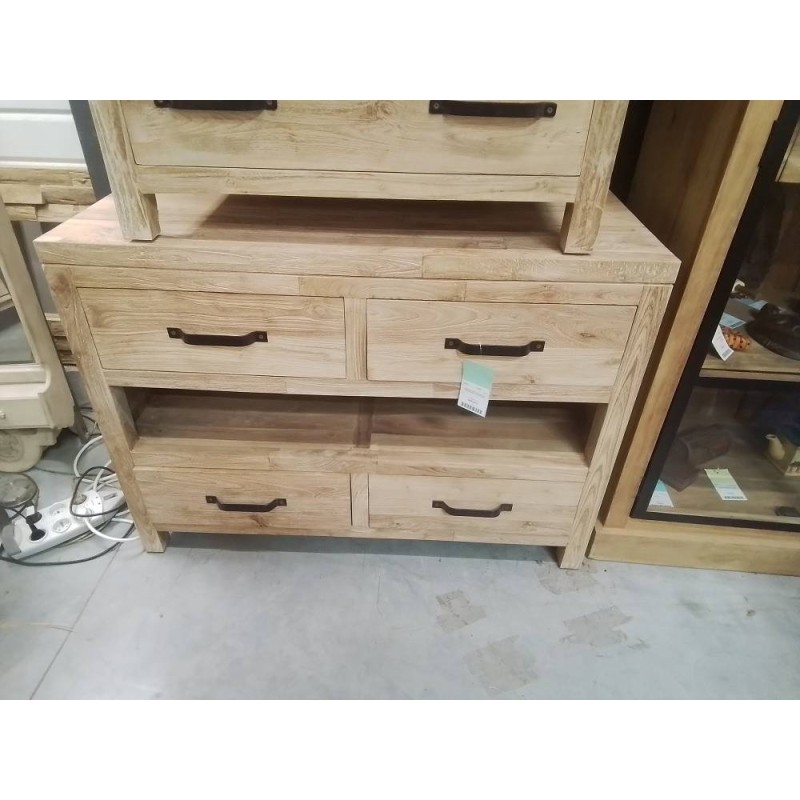 24/BAT02-MEUBLE DE SDB TECK TIROIRS NICHE 110*45*HT80 CM