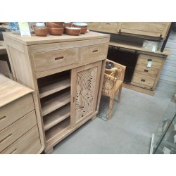 38.12/DN216-BUFFET TECK 2 PORTES SCULPTEES TIROIRS 90*40*HT 123CM