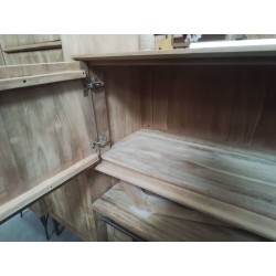 DN 210 MEUBLE TECK 2 PORTES 3 TIROIRS PIEDS CROISES 150/45/65 CM
