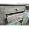 DN 210 MEUBLE TECK 2 PORTES 3 TIROIRS PIEDS CROISES 150/45/65 CM