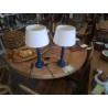 LAMPE PIED BLEU ABAT JOUR BLC