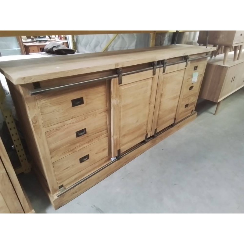 ME606-ENFILADE TECK PORTES TIROIRS 200/45/90 CM 