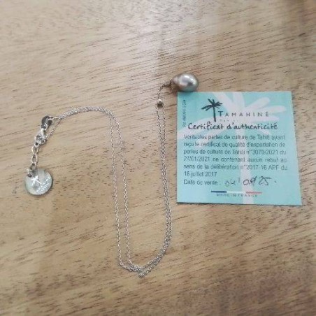 COLLIER PERLE CULTURE TAHITI ARGENT 925