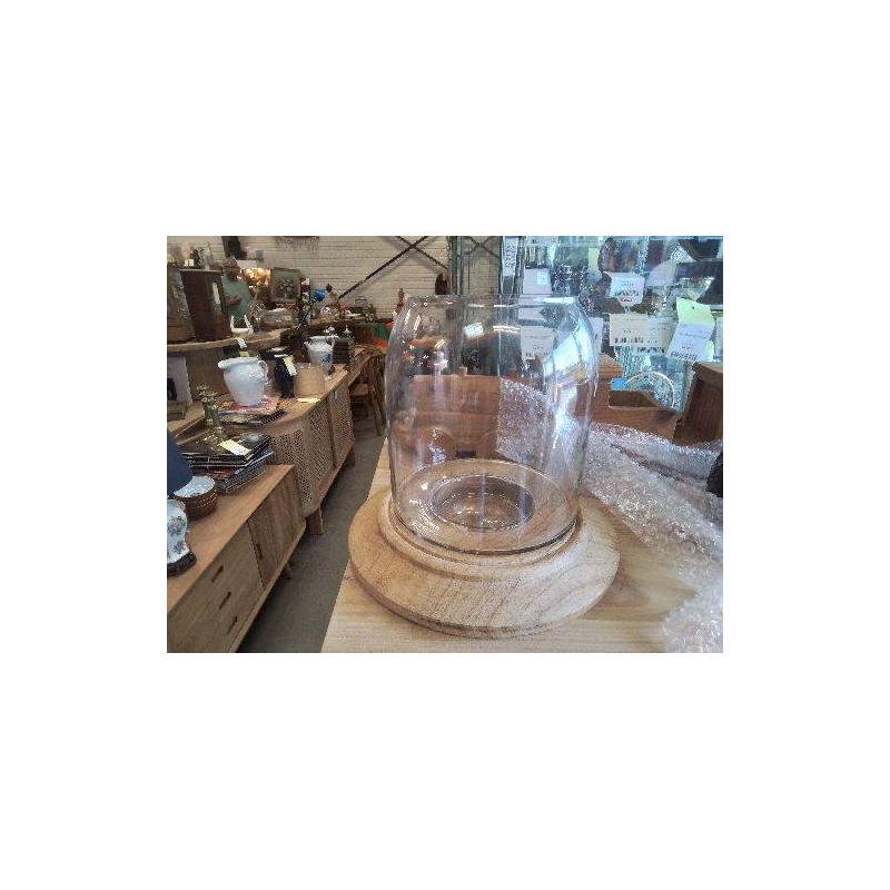 VASE PHOTOPHORE VERRE SOCLE BOIS INTERIOR S