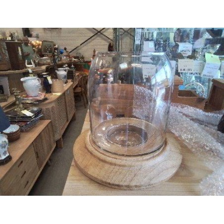 VASE PHOTOPHORE VERRE SOCLE BOIS INTERIOR S
