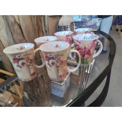LOT 6 TASSES MUGS THE OU CAFE FLEURIES 3+3