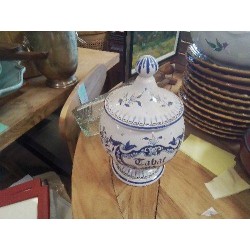 POT APOTHICAIRE FAIENCE BLEUE TABAC