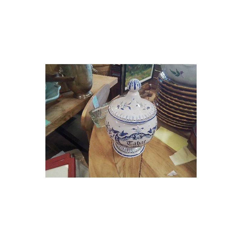 POT APOTHICAIRE FAIENCE BLEUE TABAC