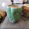 CACHE POT TERRE CUITE VERNISSEEE VERT
