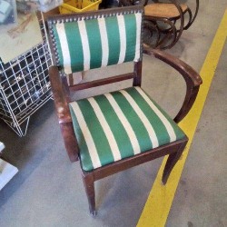 FAUTEUIL BRIDGE TISSU RAYÉ VERT BLANC 