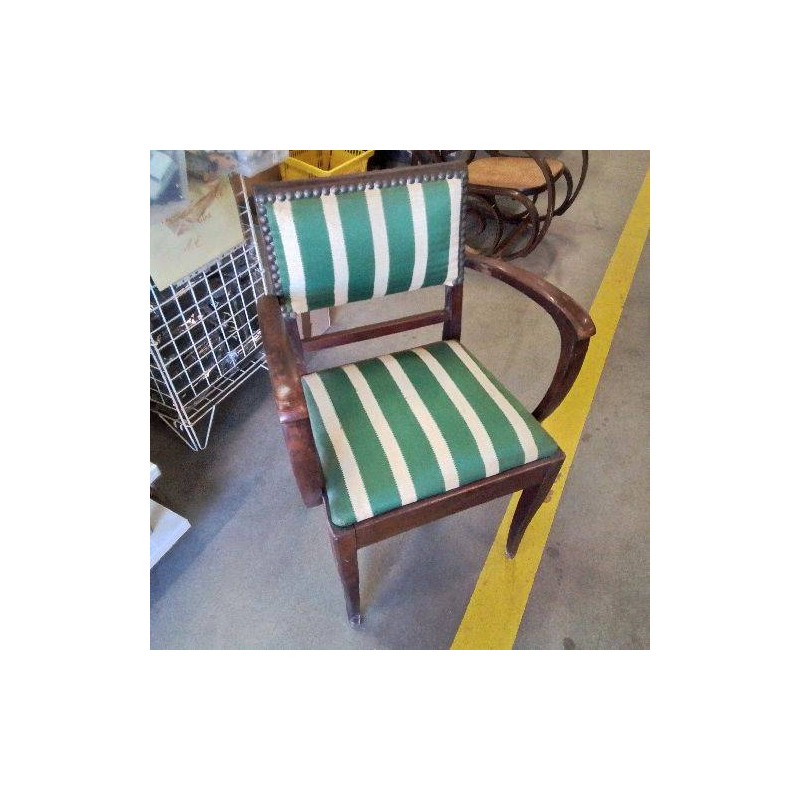 FAUTEUIL BRIDGE TISSU RAYÉ VERT BLANC 