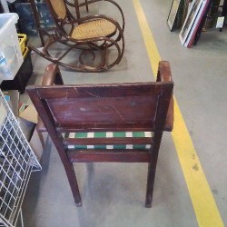 FAUTEUIL BRIDGE TISSU RAYÉ VERT BLANC 