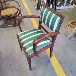 FAUTEUIL BRIDGE TISSU RAYÉ VERT BLANC 
