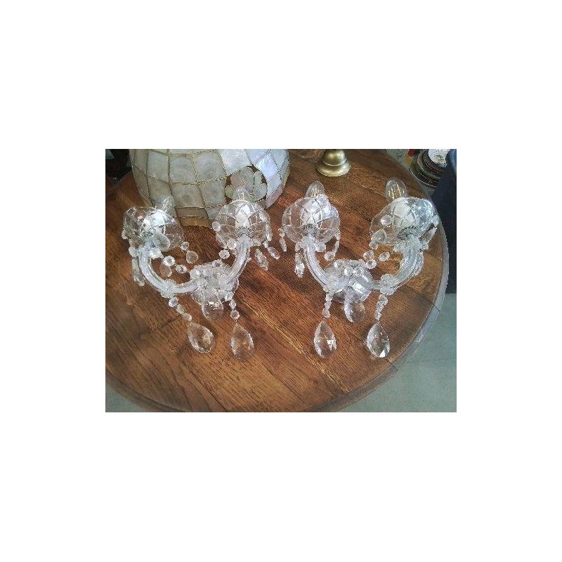 PAIRE APPLIQUES DOUBLE CRISTAL 