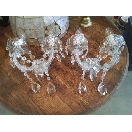 PAIRE APPLIQUES DOUBLE CRISTAL 