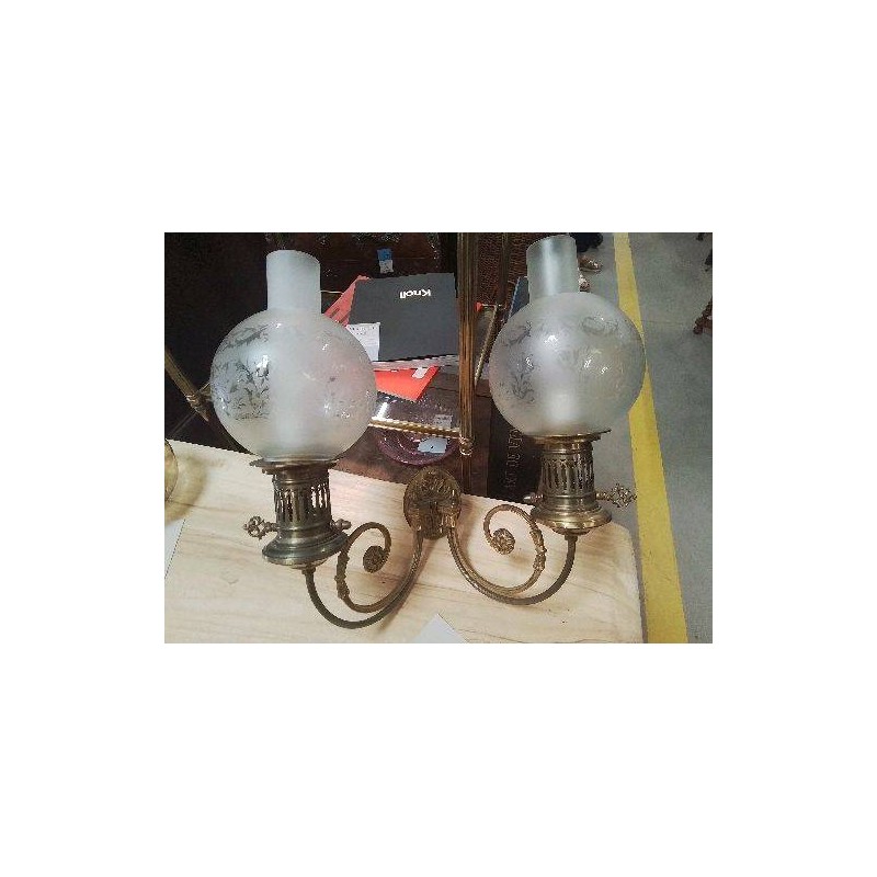 APPLIQUE DOUBLE BRONZE GLOBES GRAVÉS 