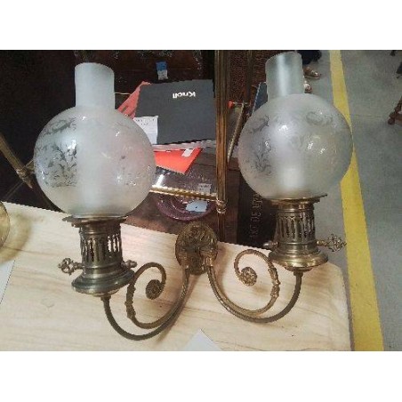 APPLIQUE DOUBLE BRONZE GLOBES GRAVÉS 