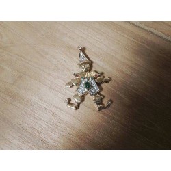 PENDENTIF CLOWN DORÉ STRASS