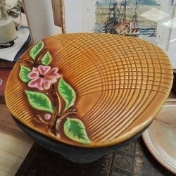 ASSIETTE PLATEAU VALLAURIS DECOR FLEUR ROSE
