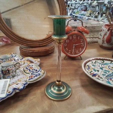 BOUGEOIR PM VERRE VERT DORE