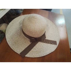 CHAPEAU PAILLE RUBAN MARRON 