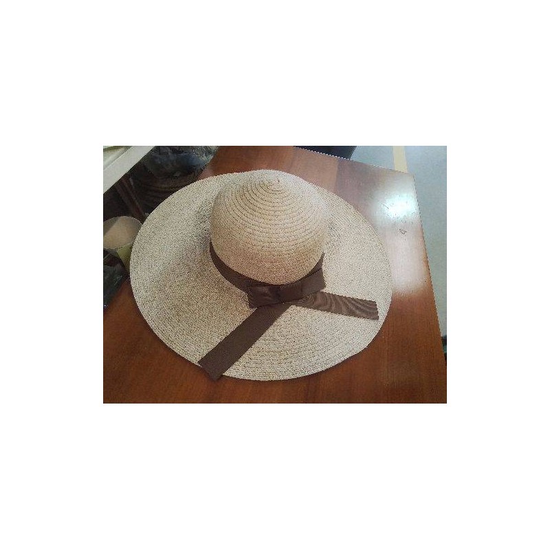 CHAPEAU PAILLE RUBAN MARRON 
