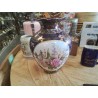 VASE BLEU DORE MEDAILLON FLEURS
