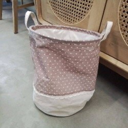 PANIER A LINGE EN TISSU PARME POIS