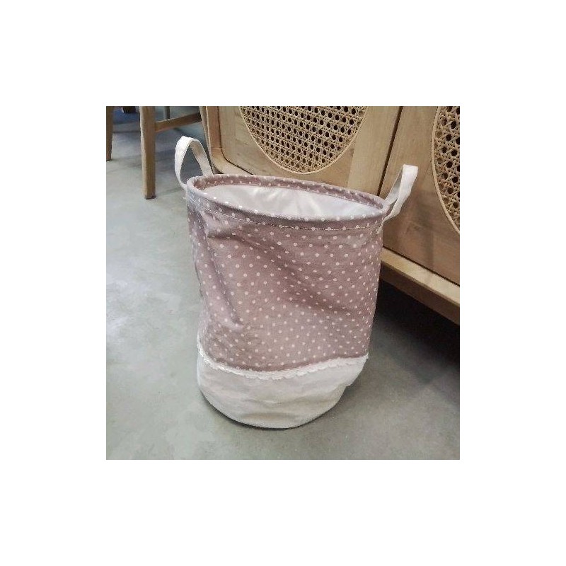 PANIER A LINGE EN TISSU PARME POIS