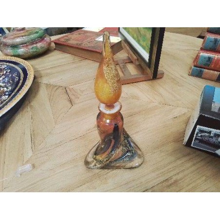 FLACON PARFUM PATE DE VERRE  IRISÉ BOUCH BOUCHON EN L’ETAT