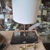 LAMPE ANCIENNE SOCLE MARBRE ECRITOIRE A TIROIR AVEC ENCRIER PLUME