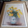 PEINTURE SUR TOILE BOUQUET JAUNE BROC SIGNEE GZECK ENCADREE