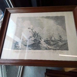 GRAVURE GM BATEAU DANS LA TEMPÊTE 