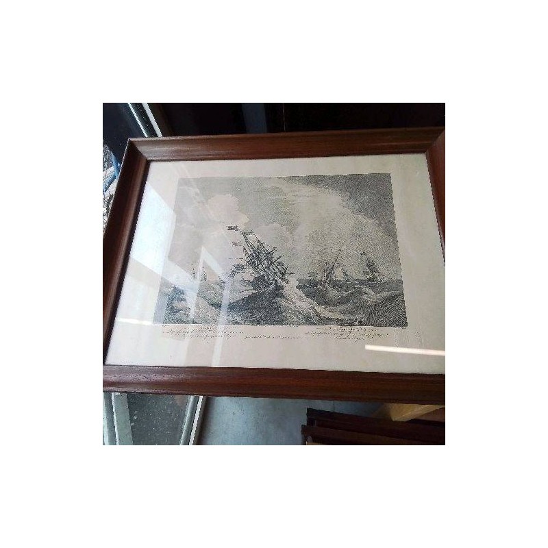 GRAVURE GM BATEAU DANS LA TEMPÊTE 