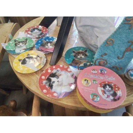 COFFRET LA CHAISE LONGUE 6 ASSIETTES CHATS
