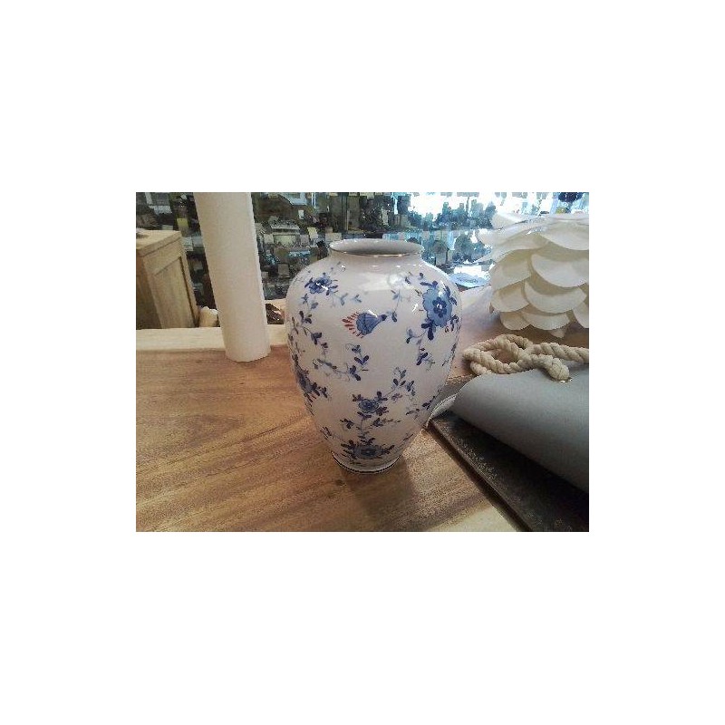 VASE DECOR FLEURS BLEUES